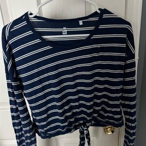 Me to We Navy and White Striped Long Sleeve Top